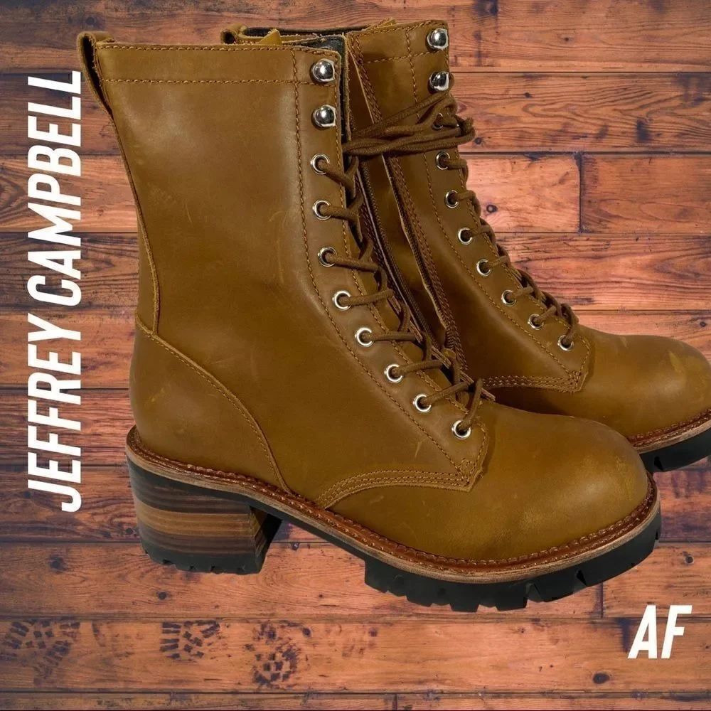 JEFFREY CAMPBELL LUCA LEATHER BOOTS NEW TAN 10M